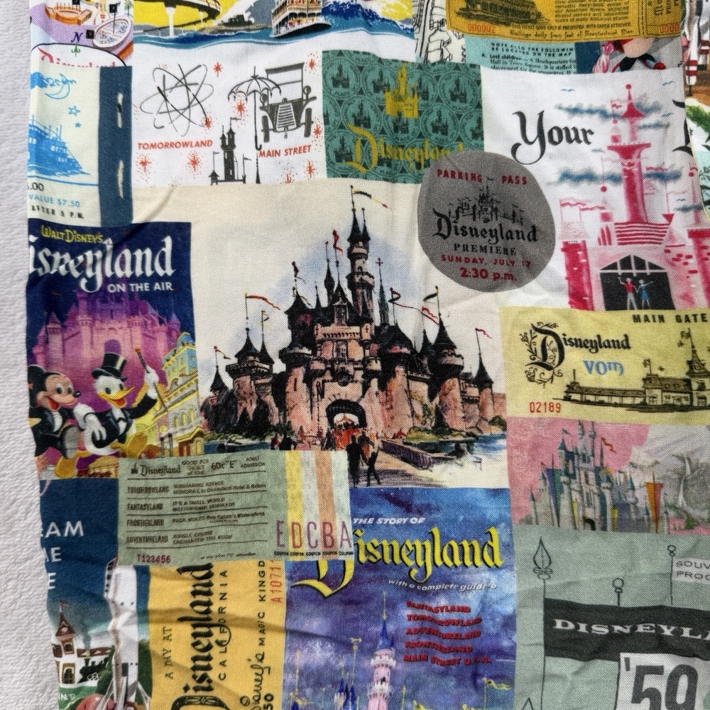 Disney 100 Disneyland Button Down Short Sleeve Viscose Size Small Collage AOP - Picture 6 of 12
